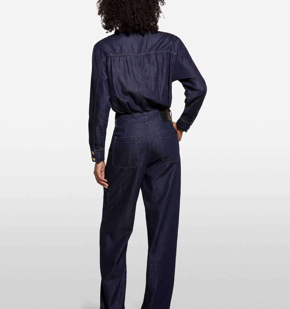 Dark blue denim jumpsuit - women's jumpsuits - Dark Blue | Sisley image number 2